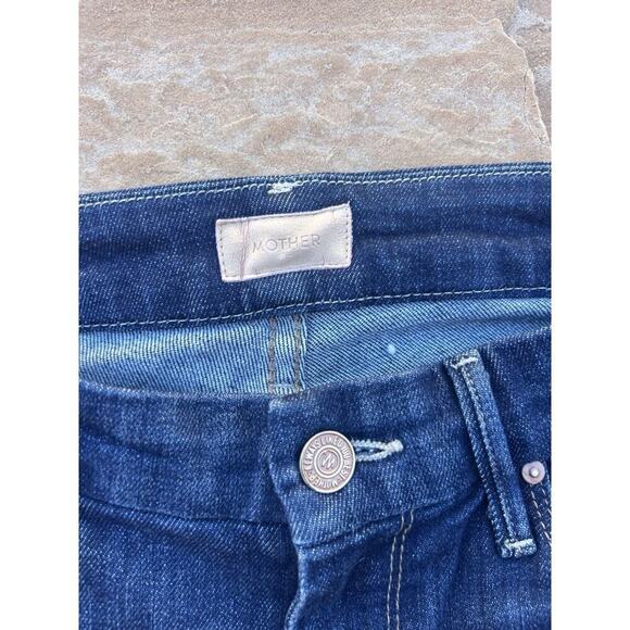 Mother Looker Blue Jean Clean Sweep 26 Stretch Skinny Ankle Distress Dark - Picture 2 of 6